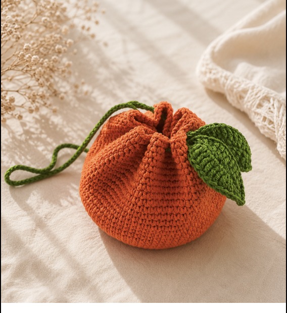 Orange Crochet Pouch